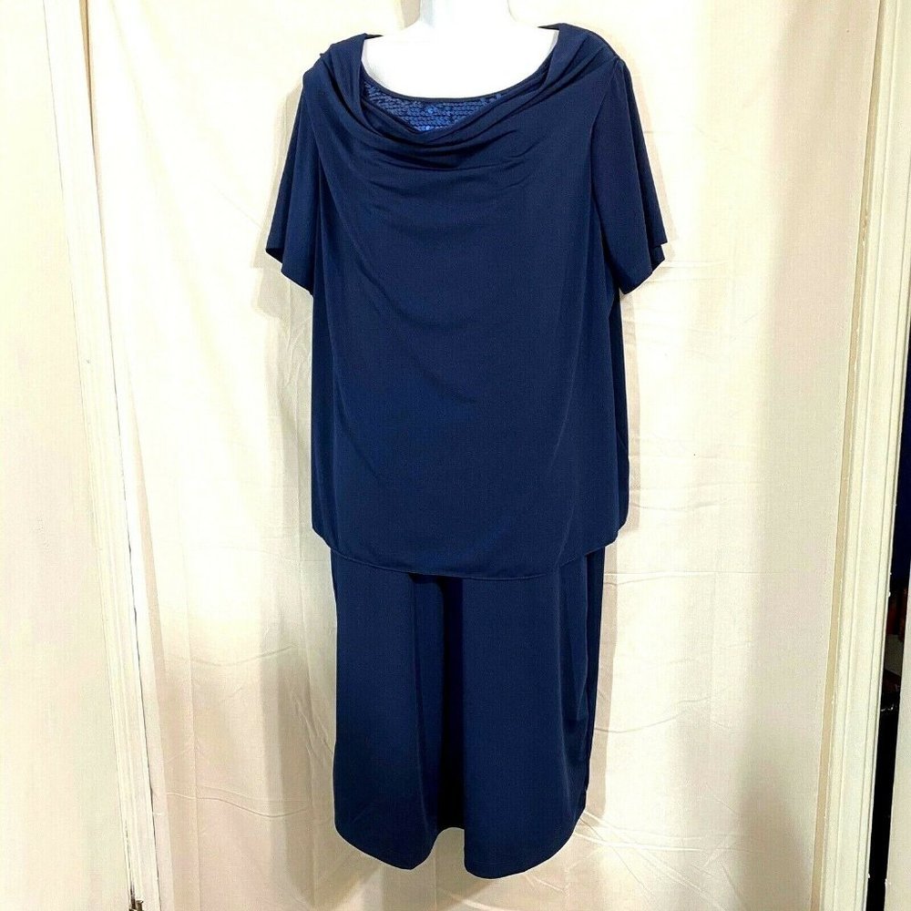 Woman Within Blue Sequin Dress Looks Like 2 Piece